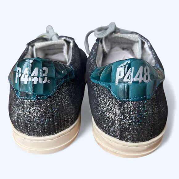 P448 John Jafar Low-Top Sneakers Metallic Glitter Pony Hair Toe Women's EU 41 - Picture 9 of 13
